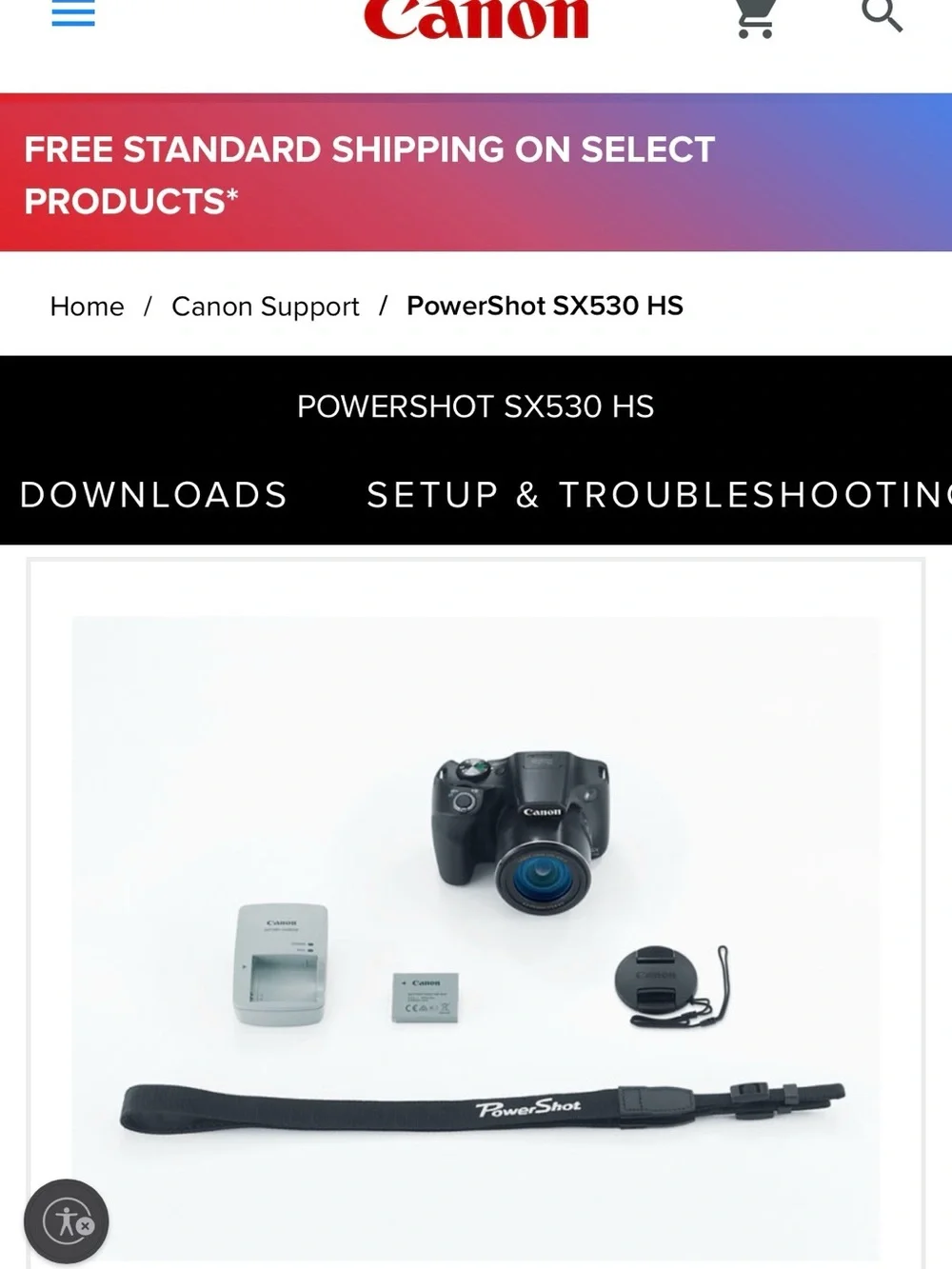 Canon PowerShot SX530 HS Digital Camera in Black with Blue Lens Accents